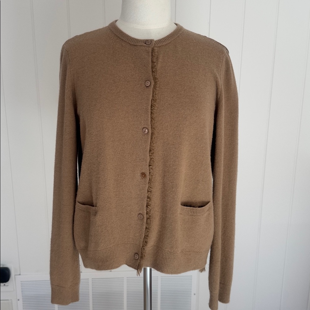 LIVIANA CONTI Wool Cashmere Tan Button-Up Cardigan size IT 46 US L